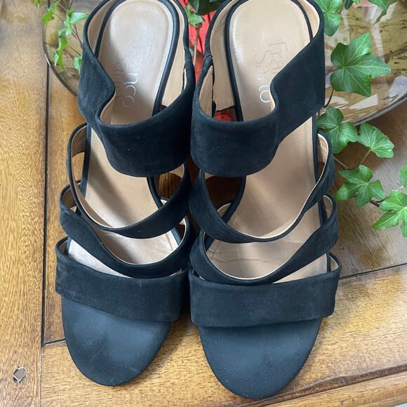 Franco Sarto Mistic Black Wedge Sandals Sz 8.51 - Picture 1 of 8